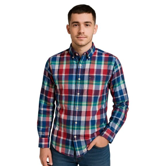 Tommy Hilfiger Plaid Button Up Down Shirt Long Sleeve Youth Large 16/ 18 - Picture 1 of 11